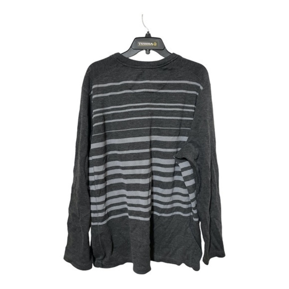 2/$40. Denver Hayes Mens Long Sleeve Henley Shirt Grey Striped Size XXL - Picture 9 of 10